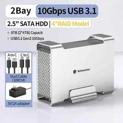 Yottamaster 2 Bay RAID Hard Drive Enclosure USB-B 3.0 Fr 2.5  SATA HDD SSD 5Gbps • $66.49