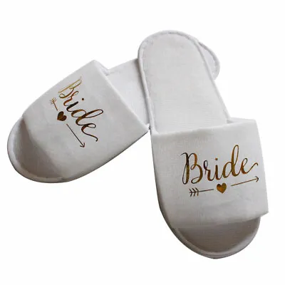 £2.27 • Buy Wedding Shoes Gold Glitter Letters Party Slippers Maid Honor Disposable Shoes UK