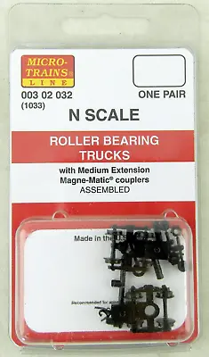 N Scale Roller Bearing Trucks W/Medium Extension Couplers (1 Pr) - MTL #1033 • $7.05