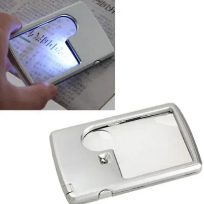 Credit Card Led Magnifier Loupe With Light Leather Case Magnifying Glass Utility • $3.25