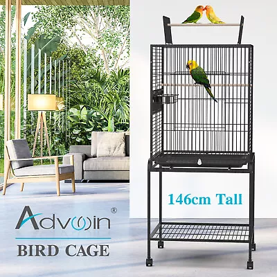 Advwin Bird Cage Open Top 146CM 2 Perches Aviary Parrot Budgie Wheel W/Brake • $97.99