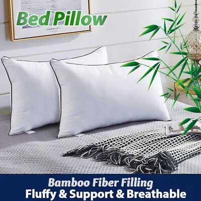 2/4/6PCS Hotel Quality Bamboo Pillows Standard/Queen/King Bed Pillow Medium Firm • $32.49