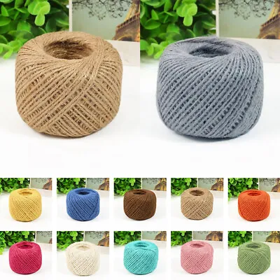 50m 3 Ply Coloured Natural Jute Twine Gift Garden Burlap Craft String Cord New • £5.99