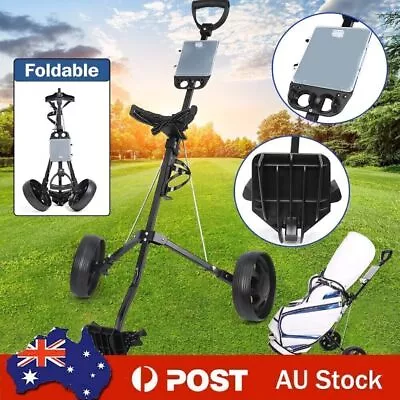 2 Wheels Golf Buggy Trolley Cart Push Pull Foldable Golf Accessories Black AU • $88.99