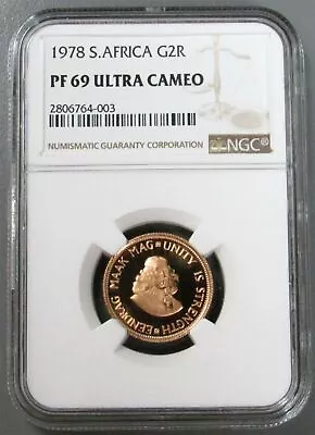 1978 Gold South Africa 2 Rand Ngc Proof 69 Ultra Cameo Van Riebeeck Pop 1/0 • $675