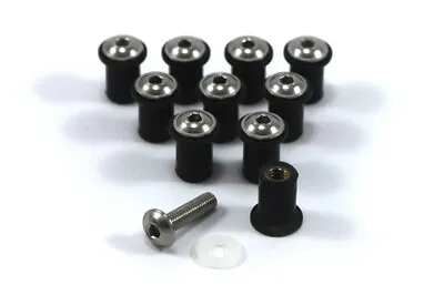 Ducati 69920721A Screw & Nut Kit Bolts Stainless Steel + Rubber Well Nuts M4 X10 • $16.97