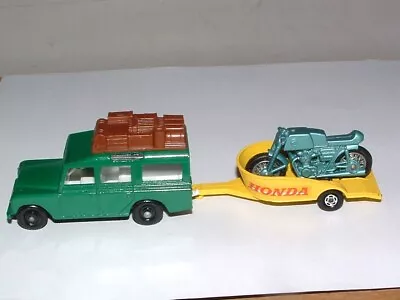 * 1960s MATCHBOX # 12 GREEN LAND ROVER  #38 HONDA CYCLETRAILER ! Lot 1 • $31