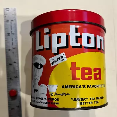 Vintage Lipton Tea Canister Button Top America's Favorite Tea Tin • $13.50