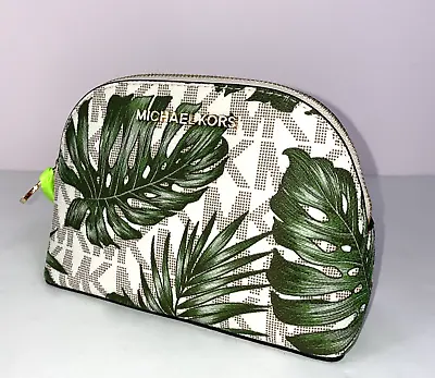 Michael Kors Cosmetic Bag Palm Leaves Vanilla Logo Coated Canvas M2 • $79.99