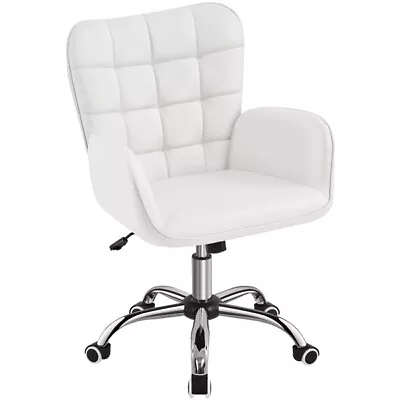 Faux Leather Office Task Chair Modern Swivel Desk Chair Mid-back Vanity Chair  • $96.99