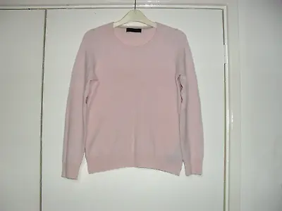 M&S Cashmere Crew Neck Pale Pink Jumper  Size 12 With Feature Buttons On Sleeves • £20