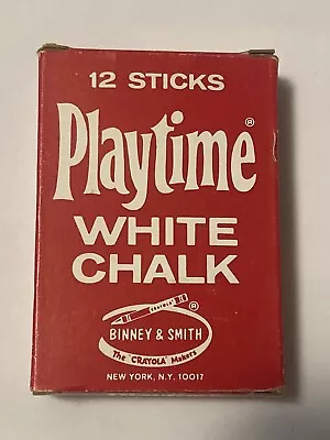 Vintage Binney & Smith Playtime White Chalk 12 Sticks Red Box No. 320 NOS - NEW • $11.75