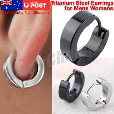 $3.99 • Buy 1Pair Huggie Earrings Surgical Steel Hoop Earrings Ear Stud Hinged Ring Men AU