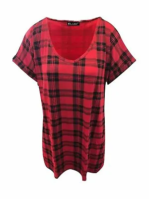 Womens T Shirt Ladies Oversized Baggy Plus Size Top Loose V Neck Turn Up Batwing • £9.99