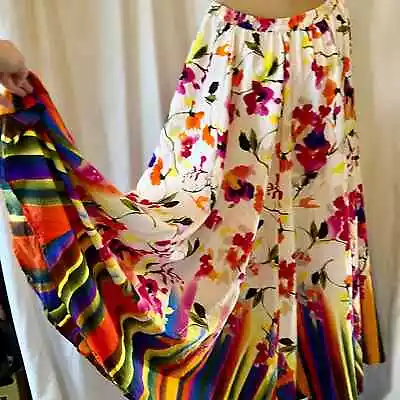 Lucky & Coco Womens Colorful Floral Full Circle Maxi Skirt XL  • $14.60