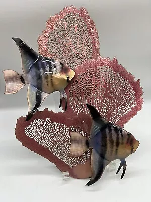 VTG Bovano Beachy Copper Enamel Art Ocean Fish Pink Coral Reef 3D Wall Sculpture • $58.99