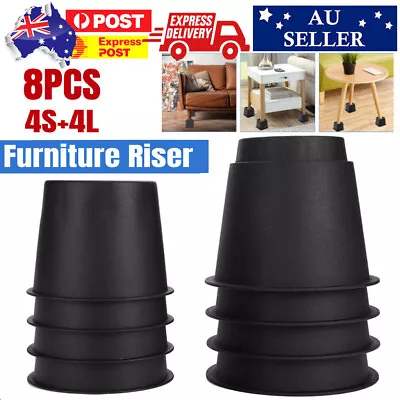 8Pcs Furniture Raisers Risers Chair Bed Riser Stands Elephant Feet Leg Extender • $24.98