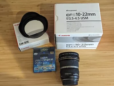 Canon EF-S 10-22 Mm F/3.5-4.5 USM With Caps Hood Box UV Filter MINT • £149