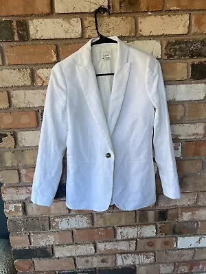 J.Crew  Blazer Linen Blend Women Size 0 White One Button Collared Jacket • $59.98