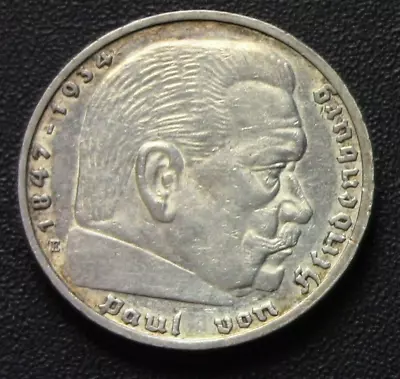 1936-E Germany German 5 Five Mark Light Toning Silver World High Grade Coin • $24.98