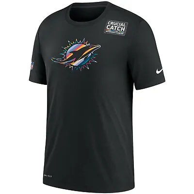 NEW Nike Miami Dolphins Men's NFL Crucial Catch Sideline T -Shirt - Black • $59.99