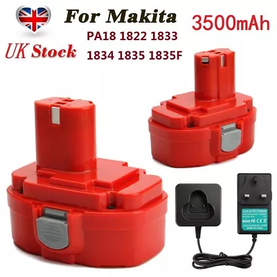 For Makita PA18 1822 1823 1833 1835 JR180D 8390D 3.5Ah 18V Ni-MH Battery/Charger • £16.89