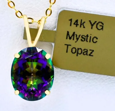 MYSTIC TOPAZ  3.56 Cts Large PENDANT 14K YELLOW GOLD - New With Tag • $0.99