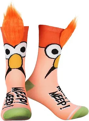 Bioworld The Muppets Beaker Meep Meep Fuzzy Hair Adult Crew Socks • $25