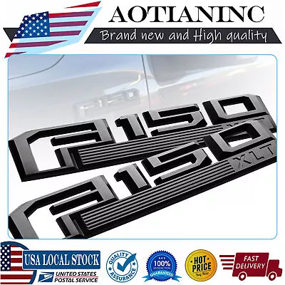 2X Matte Black 3D Raised Side Fender Emblem For F-150 XLT Letter Badge 2015-2020 • $22.99