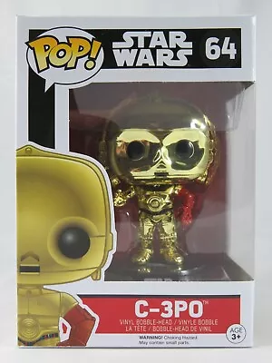 Star Wars Funko Pop - C-3PO (Gold Chrome) - No. 64 - Free Protector • $45
