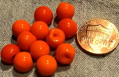 12 Small Shiny Orange Glass Ball Buttons Made In Germany Almost 3/8  9mm # 8182 • $5.49