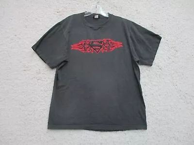 VINTAGE Changes Superman Shirt Large Adult Black Embroidered Logo Casual Mens L • $12.75