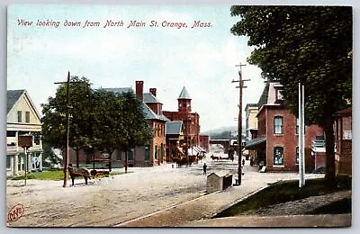 Orange Massachusetts~North Main Street~Horse & Buggy~c1910 Postcard • $12