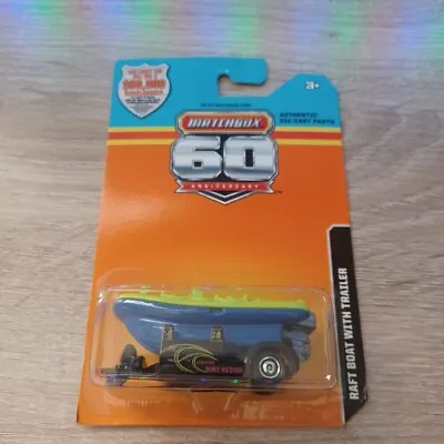 Matchbox 1/64 Diecast 60th Anniversary Blue Raft Boat With Trailer • $10