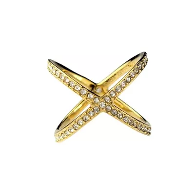 Michael Kors MK Gold Tone X Crossover Pave CZ Ring  • $31.50