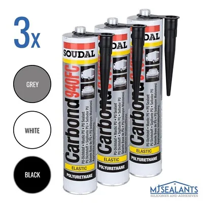 3x Soudal Carbond 940FC PU Adhesive Sealant Car Body Metal Marine Bond Glue • £18.49