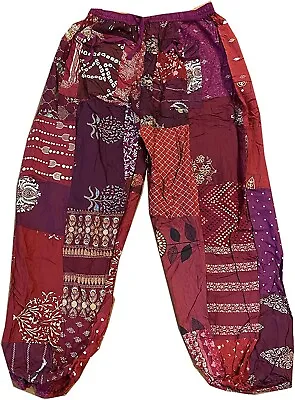 Purple Patchwork Harem Pants For Women Yoga Boho Palazzo Maternity PJ Clothing • $22.49
