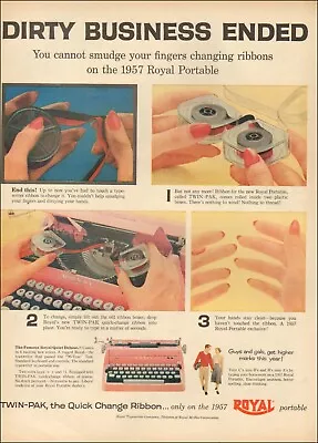 1956 Vintage Ad For Royal Portable Typewriter`Pink Retro Ribbon    031820 • $4.75