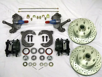 Mustang II Front Disc Brake Kit 11  Rotors Chevy W/ 2  Drop Spindles SS Lines • $445.22