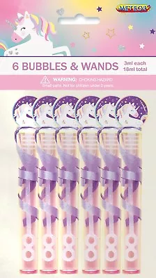 6pcs Mini Bubbles & Wands Unicorn Birthday Party Favours Loot Bag Purple Girls • $5.99