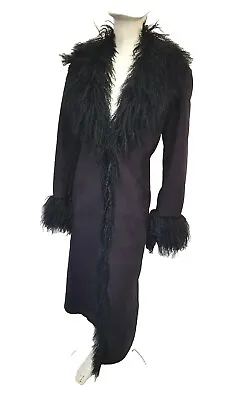 Real Mongolian Fur Faux Suede Afghan Style Coat Sz 14/16 PLS See Description  • $115.73