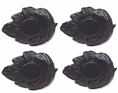 4 Black Leaf Japanese Cast Iron Tea Saucers For Tea Cups US Seller • £24.08