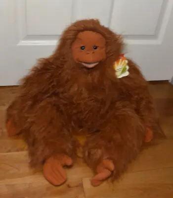 FOLKMANIS Orangutan Hand Puppet Plush Animal Long Fur Monkey Orange Primate 28” • $24.99