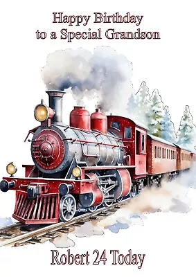 Personalised Birthday Card Steam Train Scene Son Grandson Nephew Brother Dad. • £2.99