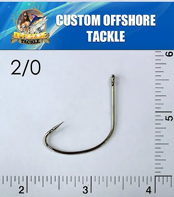 100 Size 2/0 Custom Offshore Tackle Offset Nickel Kahle Hooks Straight Eye • $13.75