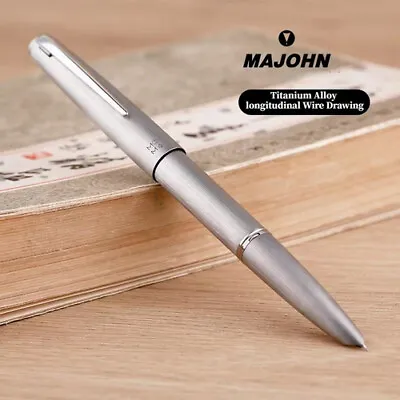 Majohn Ti200 Modular Titanium Alloy Wire Drawing Fountain Pen Steel/14K Gold Nib • $95.89