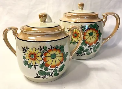 Lusterware Floral Teapot Sugar Bowl Hand Painted Chikaramachi 1930’s Japan VTG • $14.98