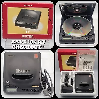 Sony Discman D-11 CD Compact Disc Player CIB MINT TESTED WORKING - VINTAGE 1990 • $159