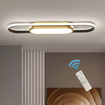 Modern Linear LED Flush Mount Ceiling Light Fixture Dimmable Ceiling Lamp+Remote • $59.99