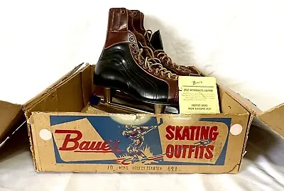 Vintage 1940's 50’s Bauer Size 10 Men’s Hockey Skates W Original Box • $99.99